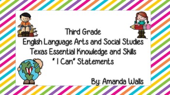 Preview of 3rd Grade ELA and Social Studies I Can Statements
