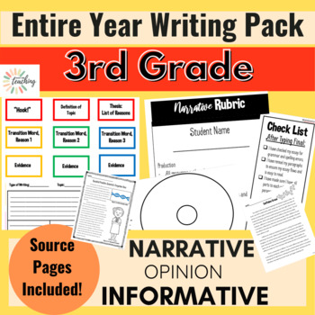 Preview of 3rd Grade ENTIRE YEAR Writing Pack With Informational Source Pages!