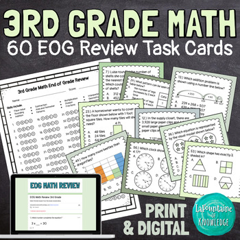Preview of 3rd Grade EOG Math Review Task Cards End of Grade Common Core Prep