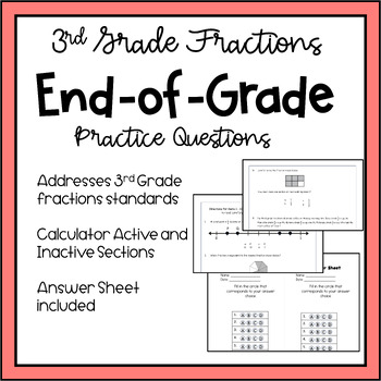 Preview of 3rd Grade EOG Test Prep Fractions Review 3NF