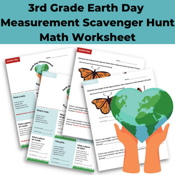 Preview of 3rd Grade Earth Day Math Measurement Scavenger Hunt (Nearest 1, 1/2, 1/4 inch)