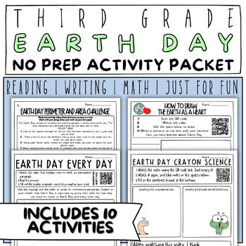 Preview of 3rd Grade Earth Day No Prep Activity Packet
