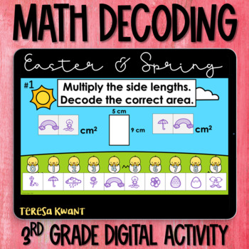 Preview of 3rd Grade Easter Digital Math Activity and Center Area and Perimeter