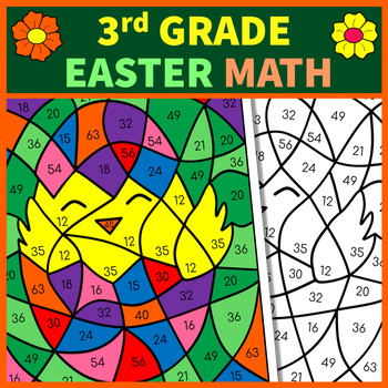 Preview of 3rd Grade Easter Math | Color by Number | No Prep Printables