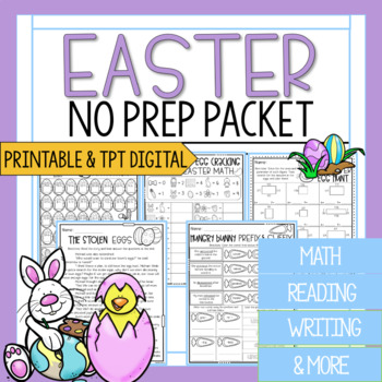 Preview of 3rd Grade Easter Packet | Math and Reading Easter Worksheets
