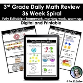 3rd Grade Editable Spiral Review- Year Long Daily Math Rev