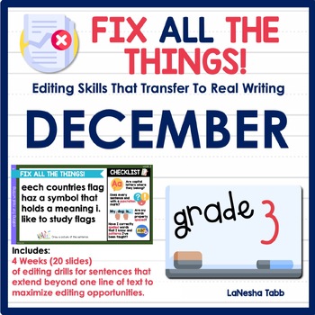 Preview of 3rd Grade Editing Practice December