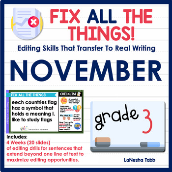 Preview of 3rd Grade Editing Practice November