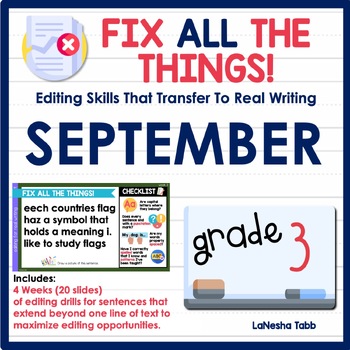 Preview of 3rd Grade Editing Practice September