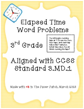 Preview of 3rd Grade Elapsed Time Word Problems!