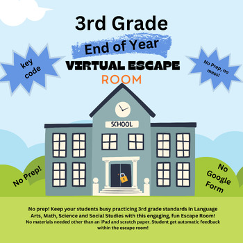 Preview of 3rd Grade End of Year Digital Escape Room W/Unlock Key Codes on Slides