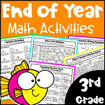 Preview of 3rd Grade End of Year Math Activities Worksheets, Summer Packet, Math Review