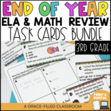 3rd Grade End of Year Math and ELA Task Cards Bundle