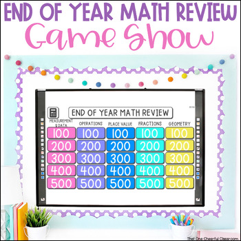 Preview of 3rd Grade Fun End of Year Math Review Test Prep Game Show No Prep Math Game