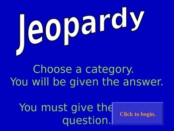 Preview of 3rd Grade End of the Year Jeopardy Game (Common Core)