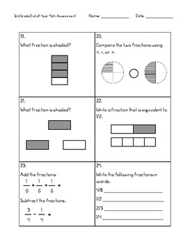 3rd Grade End of the Year Math Benchmark by Kori Schultz | TpT