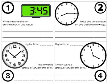 Preview of 3rd Grade Envision Math Topic 12 Time Review Task Cards
