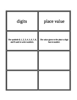 Preview of 3rd Grade Envision Math Vocabulary Supplementals Volume 1