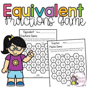 Preview of Equivalent Fractions Game Puzzle Worksheets