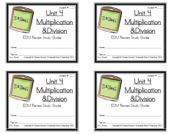 Preview of 3rd Grade Everyday Math: Unit 4  Multiplication &Division Study Guide