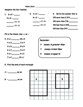Preview of 3rd Grade Everyday Math Unit 4 Review - Same format as Test