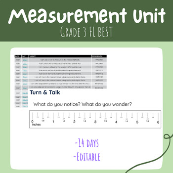 Preview of 3rd Grade FL BEST Using Measurements Unit