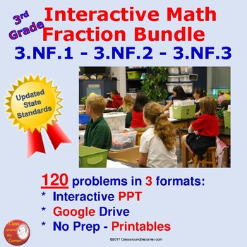 Preview of 3rd Grade FRACTIONS BUNDLE Interactive – All 3.NF.1, 3.NF.2 & 3.NF.3 Standards