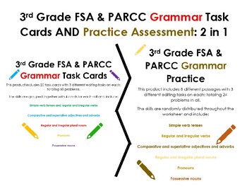 Preview of 3rd Grade FSA Grammar Task Card AND Practice Assessment TWO in ONE