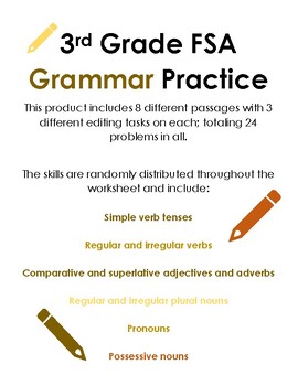 Preview of 3rd Grade FSA (& PARCC) Grammar Review