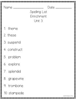 3rd grade fundamentally differentiated spelling lists w
