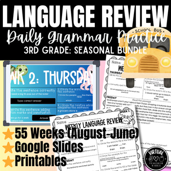 Preview of 3rd Grade Daily Language Spiral Review Digital, Printables & Paperless Seasonal