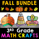 3rd Grade Fall Math Crafts Bundle | Fall Bulletin Board Cr