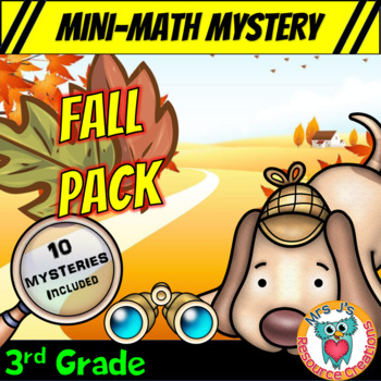 Preview of 3rd Grade Fall Packet of Mini Math Mysteries (Printable & Digital Worksheets)