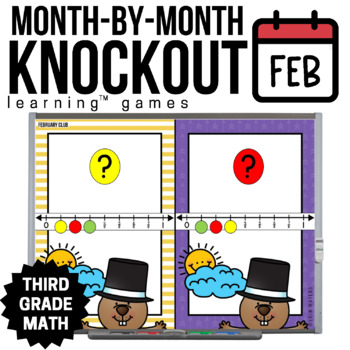 Preview of 3rd Grade February Math Games - Valentine's Day Game - Groundhog Day Game