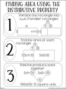 3rd Grade Finding Area Using the Distributive Property Worksheets