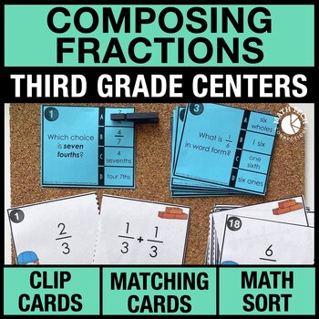 Preview of 3rd Grade Florida BEST Math Centers Composing & Decomposing Fractions Task Cards