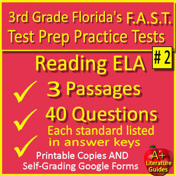 Preview of 3rd Grade Florida FAST PM3 Reading Practice Tests #2 Florida BEST Standards ELA