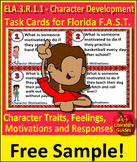 ELA.3.R.1.1 Character Development Task Cards 3rd Grade Flo