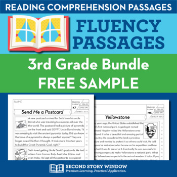 Preview of 3rd Grade Fluency Homework Sampler (FREE) - Reading Comprehension Passages