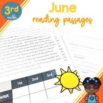 Preview of 3rd Grade Summer Themed Fluency Passages & Comprehension Questions for June