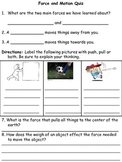 3rd Grade Forces and Motion Quiz and Test
