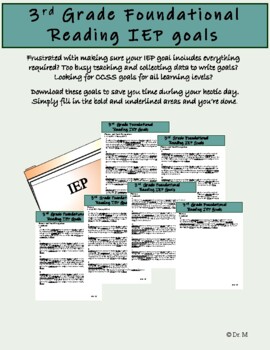 Preview of 3rd Grade Foundational Reading Skills IEP goals