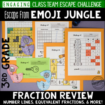 Preview of 3rd Grade Fraction Game Review  | Fraction Test Prep Escape Room