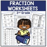 Simple Fractions NO PREP Worksheet Packet for 2nd, 3rd, an