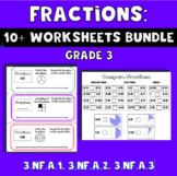3rd Grade Fraction Worksheet Bundle