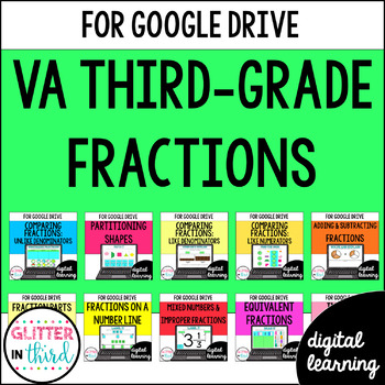 Preview of 3rd Grade Fractions Activities Virginia SOL for Google Classroom