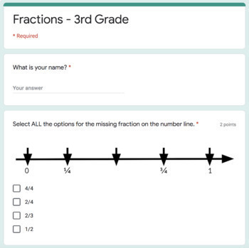 Preview of 3rd Grade Fractions Google Form Assessment