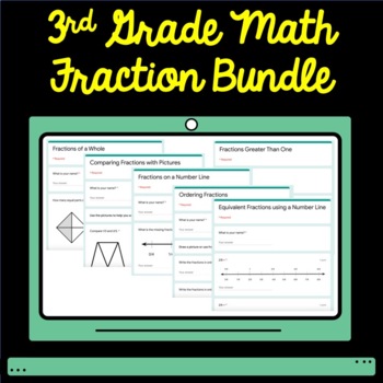 Preview of 3rd Grade Math Fractions Google Form Assessment Bundle