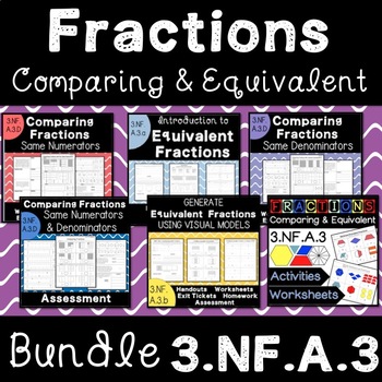 Preview of Comparing & Equivalent Fractions 3.NF.A.3 BUNDLE