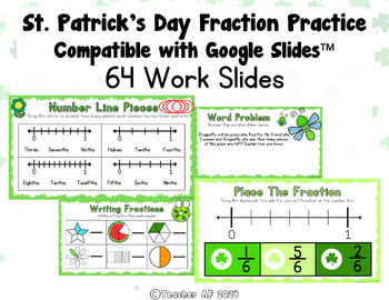 Preview of 3rd Grade Fractions - St. Patrick's Day Themed - Compatible with Google Slides™